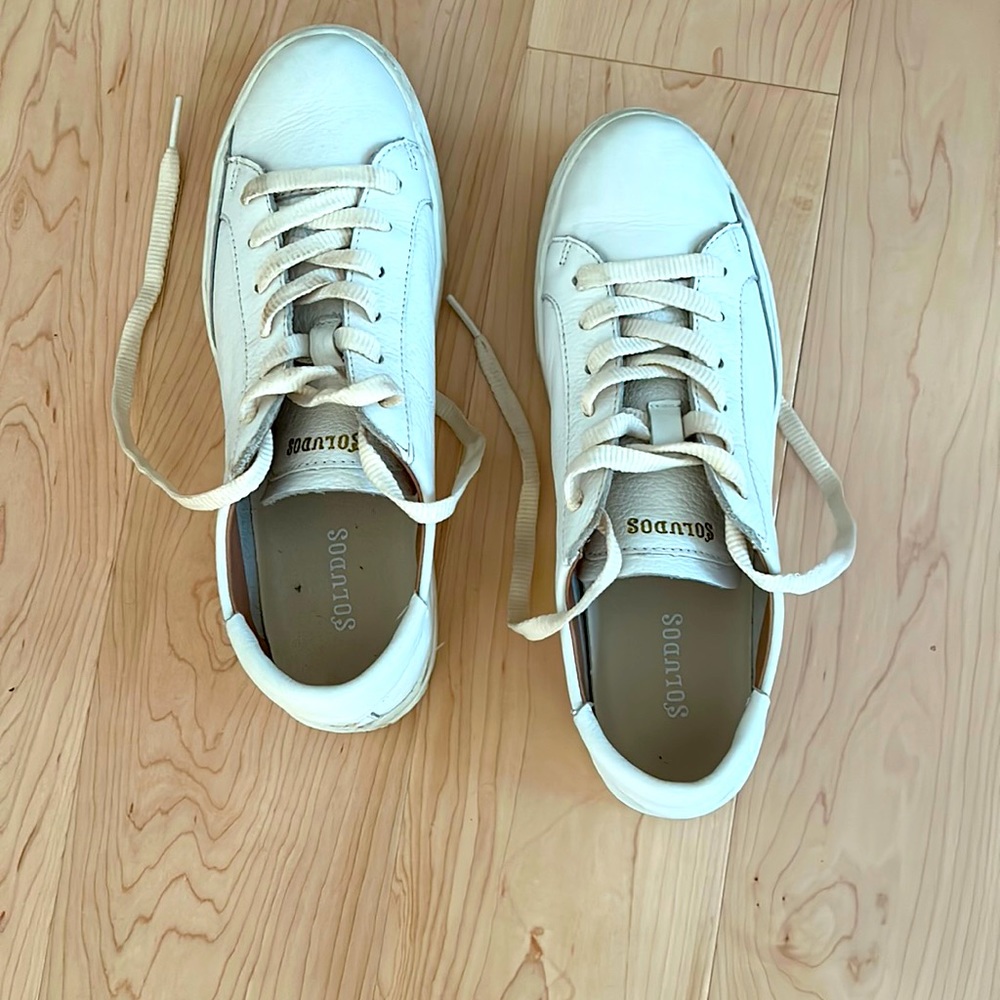 Soludos platform sneakers. White, leather size 8 or 38 EU.